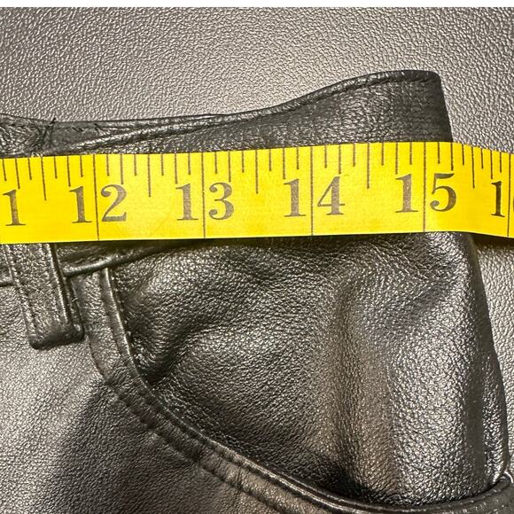 Solutions New York Black Genuine Leather Straight Leg Pants Size 10 - Picture 5 of 8